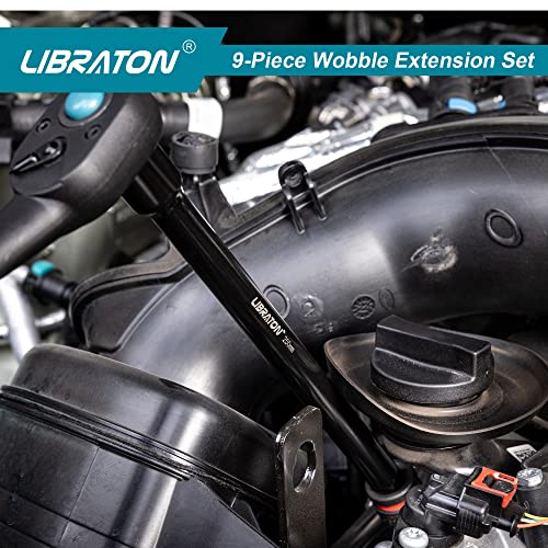 Libraton Wobble Extension Set, Socket Extensions Set, Ratchet Extensions 1/4", 3/8", 1/2", Wobble Extensions, Drive Socket Extension, Cr-V, with EVA Storage Tray