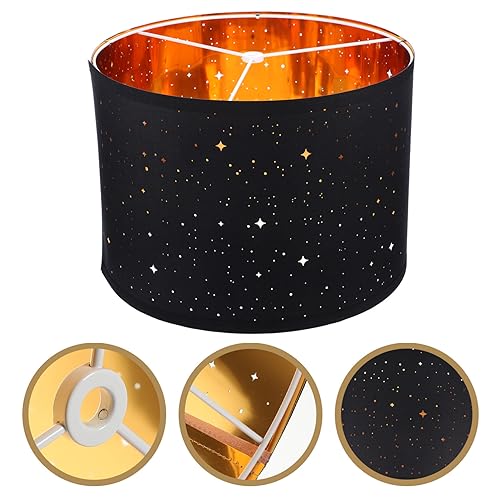 BESTOYARD Star Lamp Shade 13 x 10 Inch Drum Lampshade Shades Black Etching Process Funky Lamp Shades for Table Lamps Light Shade Pendant Light Holder Replacement