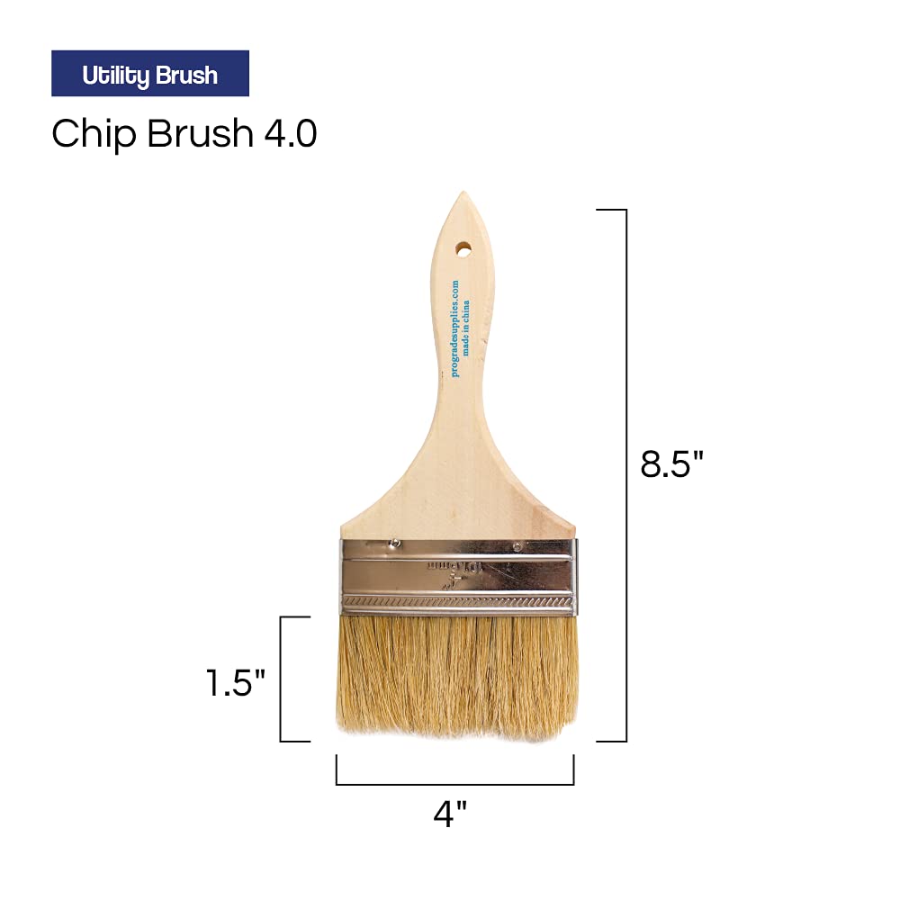 Pro Grade - Chip Paint Brushes - 36 Ea 4 Inch Chip Paint Brush Light Brown