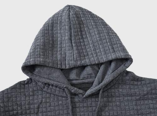 Yundobop Men's Pullover Hoodies Plaid Jacquard Long Sleeve Drawstring Hipster Casual Hooded Sweatshirts with Kanga Pockets Coffee M