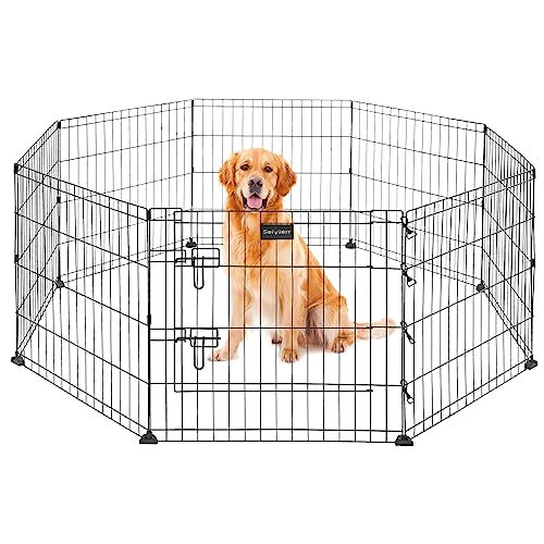 Seiyierr Dog Playpen, Portable Pet Play Pen Foldable Carrying Case, Puppy Pens Outsid for Small Cat Indoor/Outdoor, Removable Mesh Shade Cover