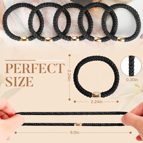 FORENEE Hair Ties No Damage - 10PCS Ponytail Holders - Elastic Hair Ties for Thick Hair - Braided Hair Bands for Women Girls's Hair - Black