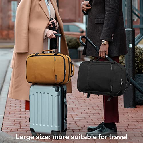 TUGUAN Travel Laptop Backpack 40L Large Computer Backpack 17 Inch with USB Charging Port for Men Expandable Backpacks Women, Brown - Suitable for Travel