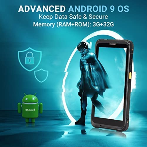 Tera Android Barcode Scanner with Charging Cradle Qualcomm CPU Handheld Rugged PDA QR 2D with Zebra SE4710 Scanner 5.5” HD Display Android 9.0 NFC 4G Wi-Fi GPS BT for WMS Management P166