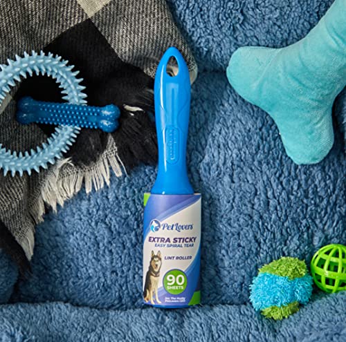 PetLovers EzRoll Reusable Lint Roller - Sticky for Life & Multi-Purpose Pet Hair, Dust, & Lint Remover for Clothing, Upholstery, & Cars - Sustainable, Washable & Efficient