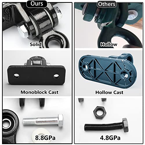 BETOOLL 2400 lb Capacity Heavy Duty Swing Hangers for Wooden Sets Playground Porch Indoor Outdoor & Hanging Snap Hooks Black of 2