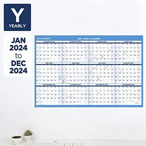 AT-A-GLANCE 2023-2024 Erasable Calendar, Dry Erase Wall Planner, 36" x 24", Large, Academic & Regular Year, Double Sided, Horizontal (PM200S2824)