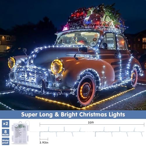 JMEXSUSS Orange Battery Operated Halloween Lights, 33ft 100 LED Battery Operated Christmas String Lights, Orange Twinkle Mini Lights with Remote Indoor Outdoor Waterproof for Halloween Decorations