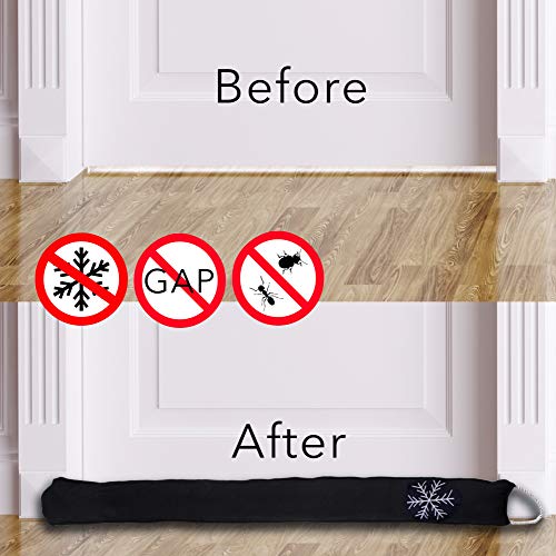 Cold Weather Door Draft Stopper - 36 Inch Door Snake Draft Stopper - Wind Blocker for Door Bottom and Window Sill (Black)