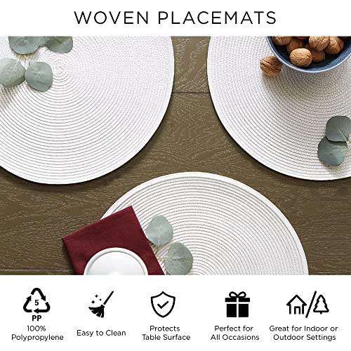 DII Classic Woven Tabletop Collection, Indoor/Outdoor Placemat Set, Oval, 12x18, Aqua, 6 Piece