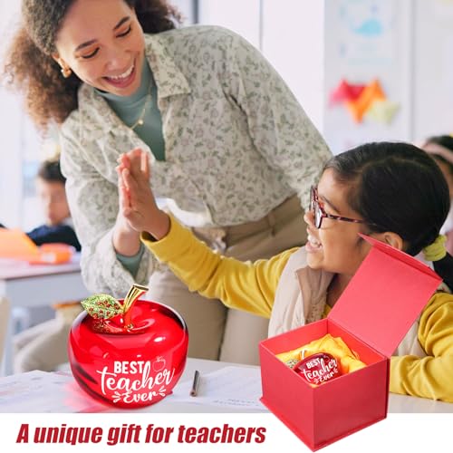 Yookeer Teacher Appreciation Gift for Women Thank You Teacher Retirement Graduation Gifts First Day of School Thank You Paperweight Acrylic Keepsake for Office Classroom(Thanks,4 Inch)