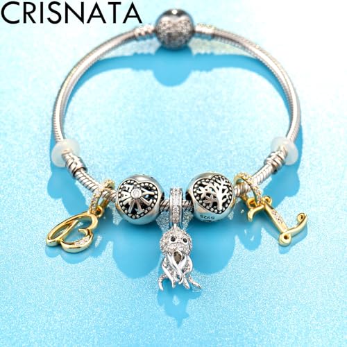 Alphabet CZ Letter W Pendant Charm, 18K Yellow Gold Plated 925 Sterling Silver Initial W Dangle Beads fit Pandora Wedding Anniversary Bracelet, Gift for Bride Bridal/Wife Wifey/Sister