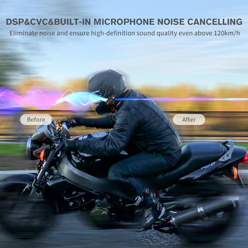 XGP Motorcycle Bluetooth Headset V5.2 with Music Sharing, 2-Way Motorcycle Helmet Bluetooth with IP67 Waterproof, Helmet Intercom Communication Systems with Strong Bass for Snowmobile/ATV, 1 Pack