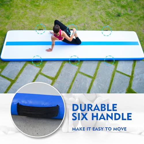 FunWater 10ft/13ft/16ft Inflatable Gymnastics Tumble Track Tumbling Mat 4in Thick Floor Tumble Track with Electric Pump for Cheer Leading/Gymnastics/Beach/Gym/Home