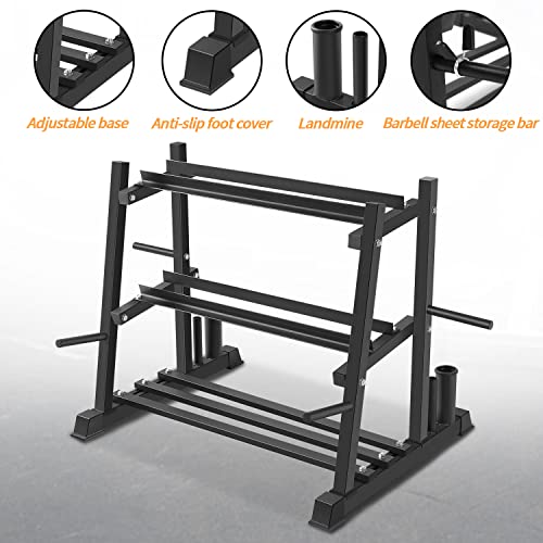 Dumbbell Rack, Bongkim Dumbbell Set with Rack Stand, Dumbbells Weights Rack for Home Gym, Weight Rack for Dumbbells, Kettlebells, and Weight Plates 1100LBS