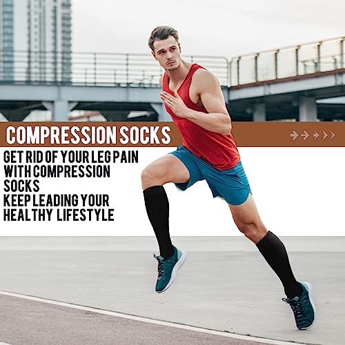 ACTINPUT Compression Socks Men Women Circulation-Best Support for Nurses Running Cycling(A3 - Black/Grey Large/X-Large)