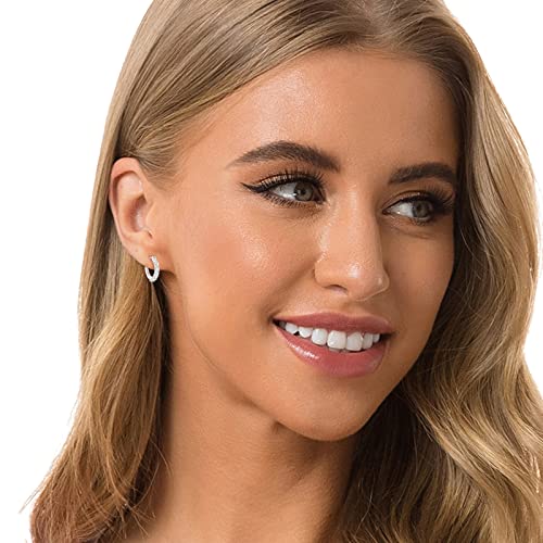 JSGEMSLEE Hypoallergenic Cubic Zirconia Huggie Hoop Earrings for Women 925 Sterling Silver Post Small Hoops Earrings Jewelry Gifts
