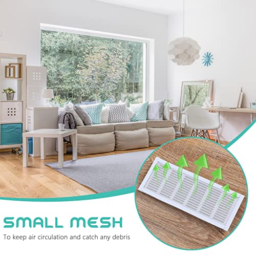 Floor Vent Covers Rectangle Air Vent Screen Cover Magnetic PVC Vent Mesh Floor Register Cover Plastic Vent Screen for Wall Ceiling Floor Catch Debris Hair Insect (White, 8 x 14 Inch)