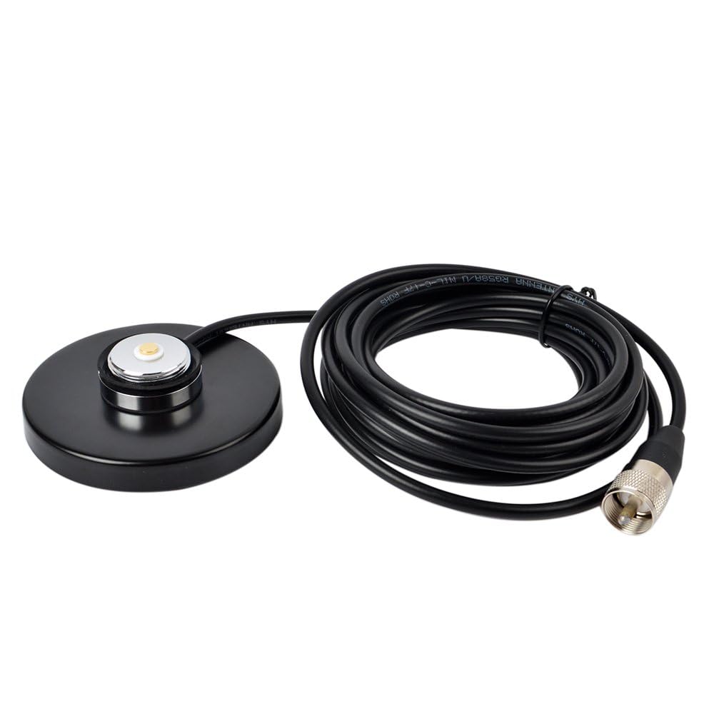 HYS TC-MB90 NMO Mount Magnetic Base for Car Bus Taxi Mobile Radio Antenna W/5M(16.4ft) RG58 Coaxial Cable PL-259 Plug