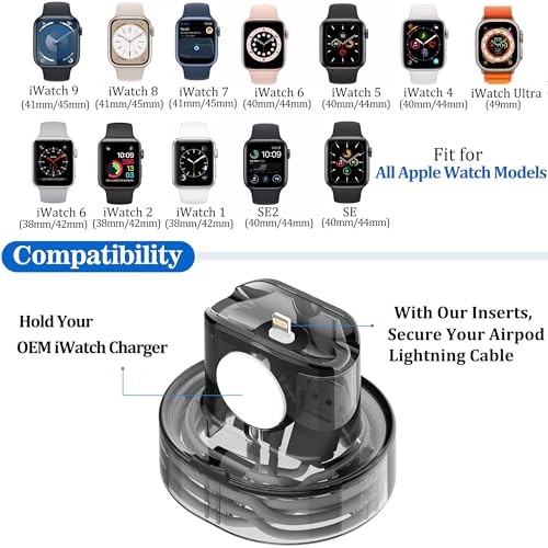 SOKUSIN Stand for Apple Watch Charger - iWatch AirPod 2 in 1 Charging Stand Holder Dock Compatible with Apple Watch Series 10 9 8 Ultra2 Ultra SE2 SE 7 6 5 4 3 2 and AirPods 1/2/3/Pro (Black)