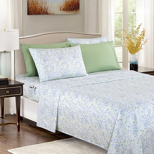 Elegant Comfort Best, Softest, Coziest 6-Piece Sheet Sets! - 1500 Premier Hotel Quality Luxurious Wrinkle Resistant 6-Piece DAMASK STRIPE Bed Sheet Set, Full Turquoise