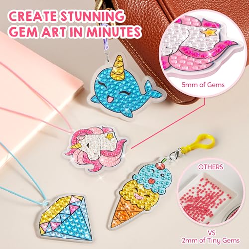 Klever Kits 16 Projects Gem Art, Kids Diamond Gem Painting Kit with 5D Gem, Arts and Crafts for Girls Ages 6-12, Gem Craft Activities Kits, Premium Art Gift Ideas for Girls Crafts Ages 6, 7, 8+