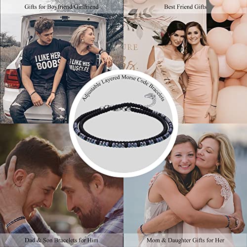 Btysun Best Friend Bracelets for Women Sister Birthday Gifts from Sister Morse Code Bracelets for Women Soul Sister Gifts for Sister in Law Layered Black Braided Bracelet Graduation Jewelry