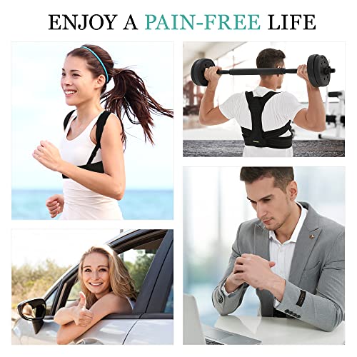 Posture Corrector for Men and Women, Adjustable Upper Back Brace, Muscle Memory Support Straightener, Providing Pain Relief from Neck, Shoulder, and Upper and Lower Back, Large-X Large(37''-47'')