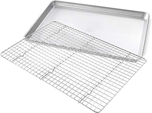 USA Pan Jelly Roll Baking Pan and Bakeable Cooling Rack, Nonstick Commercial Quality