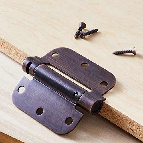 Amazon Basics Self-Closing Door Hinge, 3.5 Inch x 3.5 Inch, 1 Piece, Oil Rubbed Bronze