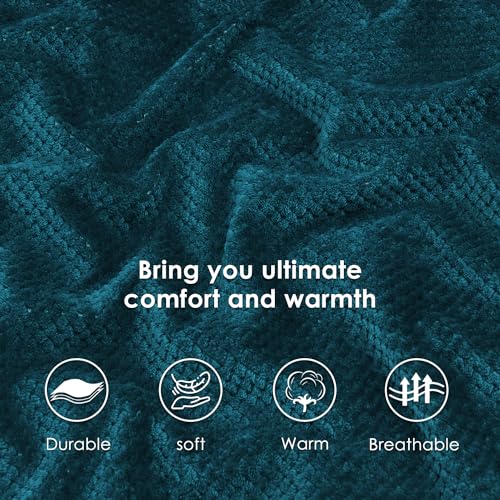 SOCHOW Waffle Sherpa Fleece Throw Blanket, Super Soft Fuzzy Warm, Lightweight Fluffy Reversible Plush Blanket for Bed Sofa Couch, 50 x 60 Inches Blue Coral