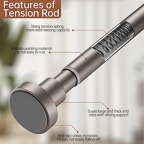 BRIOFOX Shower Curtain Rod Adjustable 32-47 Inch, Spring Tension Shower Rod No Drilling Non Slip, Nickel