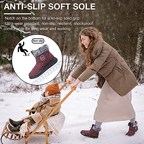 Women Snow Boots Winter Shoes with Fur Lined Warm Slip On Boots for Women Waterproof Booties Comfortable Outdoor Anti Slip