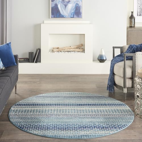 Nourison Home Passion Tribal Navy Blue 9' x 12' Area Rug, Easy Cleaning, Non Shedding, Bed Room, Living Room, Dining Room, Kitchen (9x12)