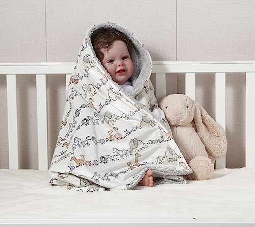 CREVENT Minky Baby Blanket for Girls Boys, Soft Plush Receiving Blanket for Newborns - 30x40 Inches (Vehicle)