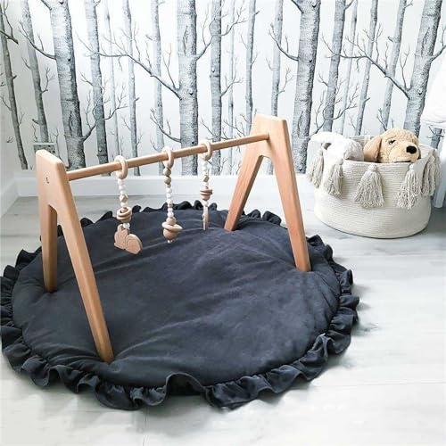 Apioiqa Round Nursery Rug Playroom Floor Rug Tummy Time Blanket Dark Blue Baby Play Mat Round Crawling Mat Cotton Baby Gyms & Playmats