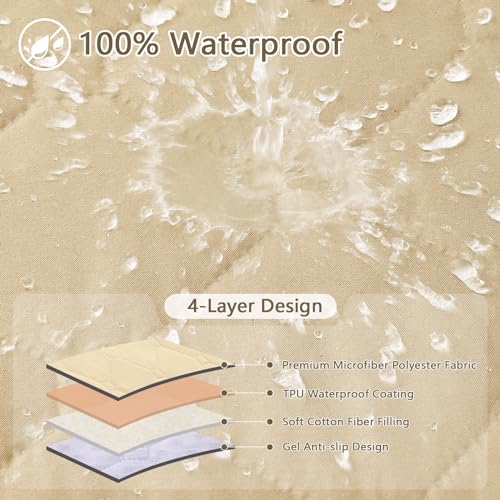 hyha 100% Waterproof Recliner Chair Covers, Non Slip Recliner Cover, Recliner Covers That Stay in Place, Reclining Slipcovers with Pocket, Furniture Protector for Pets, Dog (23.6", Beige)