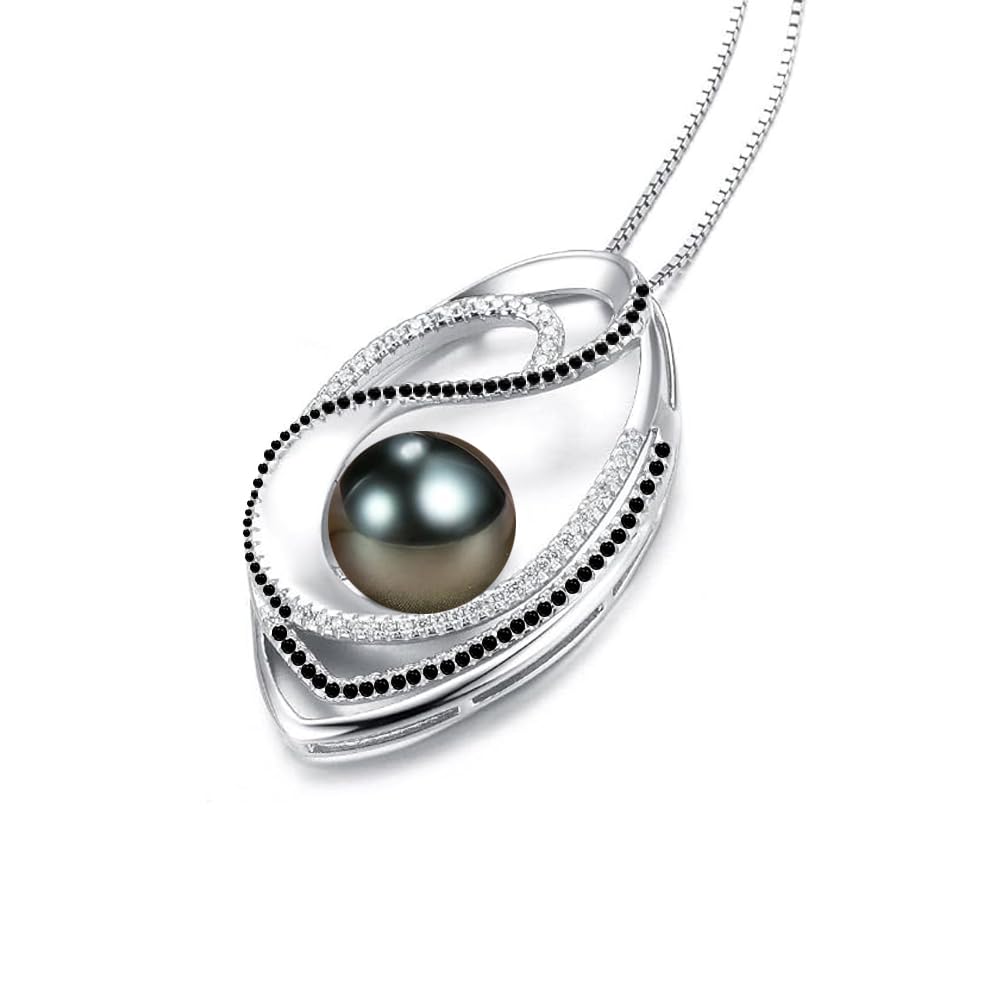 NONNYL Gifts for Women Wife Anniversary Pearl Necklace for Women- Tahitian Black Real 9-10mm Quality Handpicked Nature- Gifts for Mom Girlfriend Her-Birthday Christmas