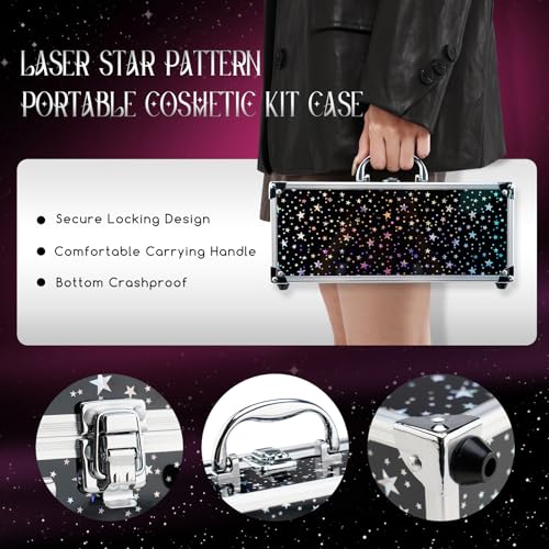 Color Nymph Beginners Makeup Kit With Train Case For Teenagers Girls, Full Starter Cosmetics Set Included 32 Colors Eyeshadow, Bronzer, Contour Powder, Blush, Highlighter, Lip Gloss (Black)