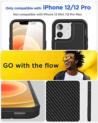 AICase for iPhone 12/iPhone 12 Pro Case with Glass Screen Protector,Heavy Duty Drop Protection Full Body Rugged Shockproof Military Protective Tough Durable Cover for iPhone 12/iPhone 12 Pro 6.1"_2