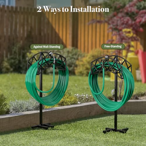 Winpull Garden Hose Holder Detachable Metal Water Hose Holder Hose Hanger, Heavy Duty Hose Holder Freestanding Garden Hose Storage Hose Stand Rack for Outside (Hose not Included)