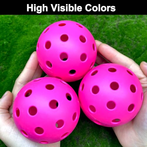 kisportee Pickleballs Balls, Outdoor Pickleball Ball with Mesh Bag for Sport Outdoor Play, High Elasticity & Durable USAPA Approved Pickleballs for All Style Pickleball Paddles (Pink)