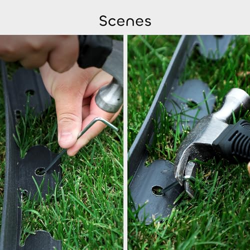 GROWNEER 2 in Tall, 33FT No-Dig Landscape Edging, Rubberific Landscape Edging Garden Edging Border with 30 Pcs Garden Staples, 1PC Hammer Edging for Landscaping Garden, Flower Beds, and Lawn (Black)