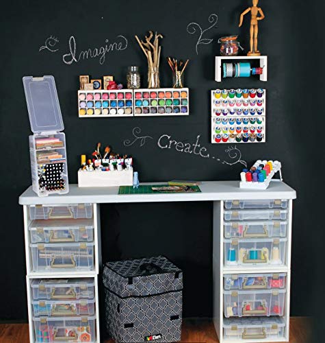 ArtBin 6855SC Super Satchel Cube - 15.5 x 16.75 x 15.625 in. Arts and Crafts Supply Storage with Pre-Drilled Holes, 6 Rail Set, Customizable, White