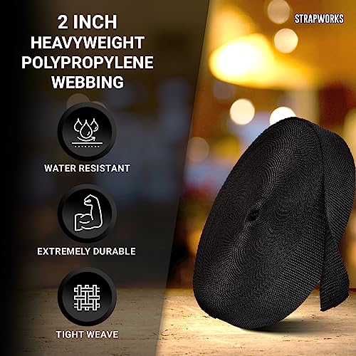 Strapworks Heavyweight Polypropylene Webbing - Heavy Duty Poly Strapping for Outdoor DIY Gear Repair, 2 Inch x 50 Yards - Pacific Blue