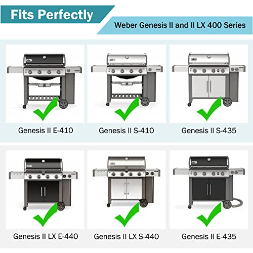 Criditpid 66097 18 7/8 inch Grill Grates for Weber Genesis II 400, II LX 400 Series, Genesis II E-410, S-410, SE-410, E-435, S-435 Grills, Cast Iron Cooking Grate Parts for Kitchenaid 740-0781, 66089