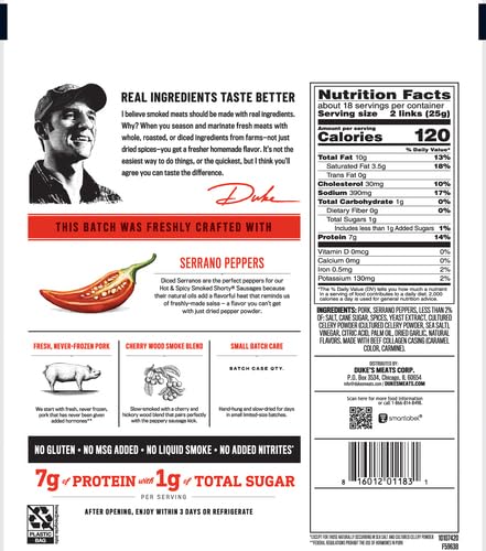 Duke's Hot & Spicy Smoked Shorty Sausages, 16 oz