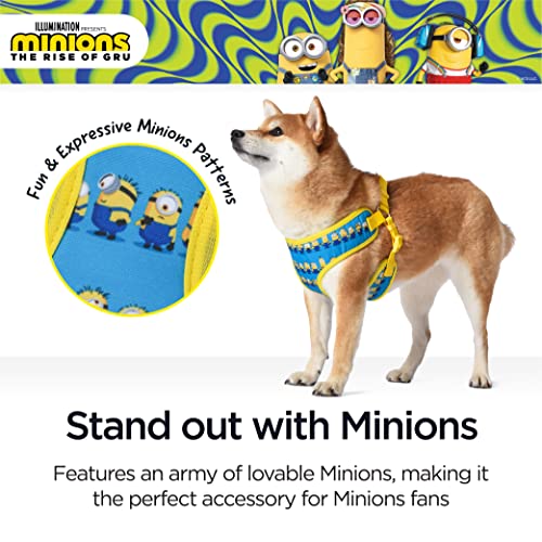 Minions Dog Harness, Small, Blue Minions in a Row | Comfortable Mesh No-Pull Dog Harness| Gifts for Minions Fans and their Pets | Officially Licensed Pet Product from Universal Studios