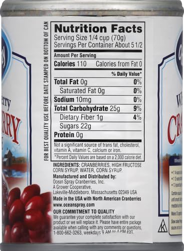 Ocean Spray Whole Berry Cranberry Sauce, 14 Ounce Can