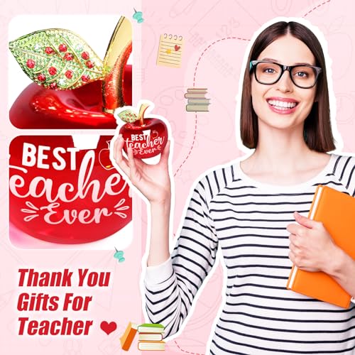 Yookeer Teacher Appreciation Gift for Women Thank You Teacher Retirement Graduation Gifts First Day of School Thank You Paperweight Acrylic Keepsake for Office Classroom(Thanks,4 Inch)
